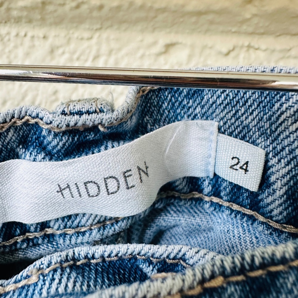 Hidden Jeans High Waisted Wide Leg Distressed Light Wash Button Fly Denim 24 - Picture 6 of 10